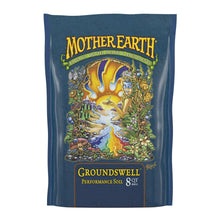 Groundswell performance potting soil bag, dark blue with Mother Earth garden illustration