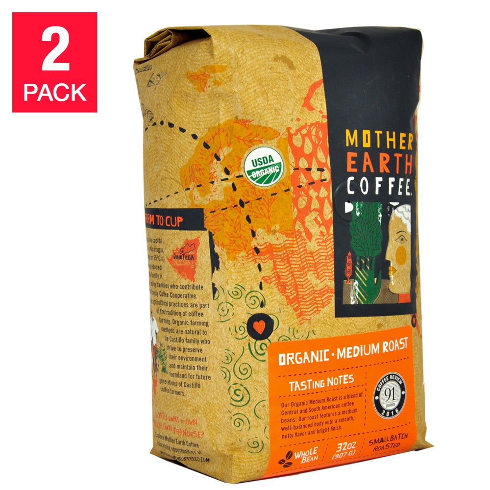 Mother Earth Organic Medium Roast Coffee 2 lb, 2-pack