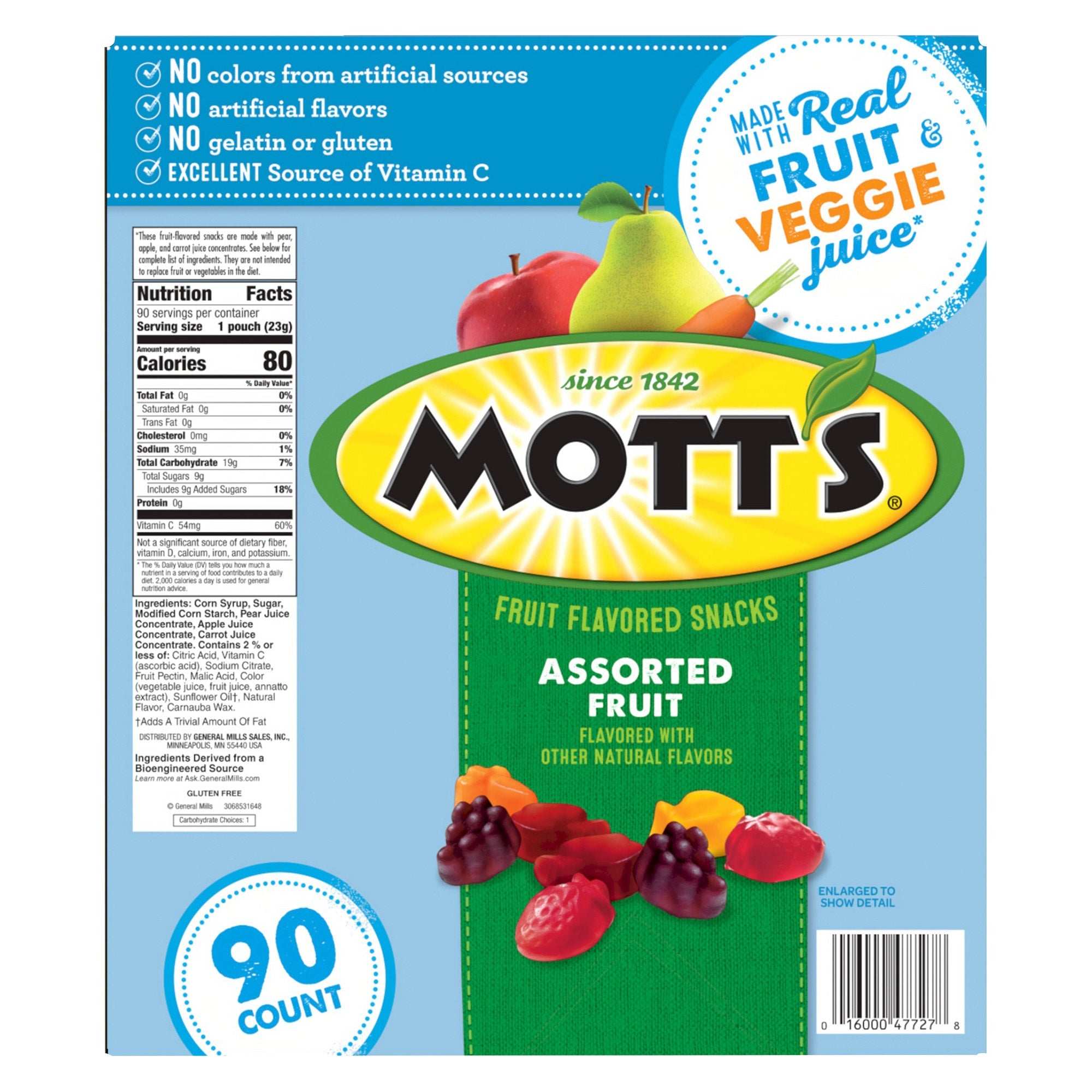 Mott's Fruit Snacks, Assorted Fruit, 0.8 oz, 90-count