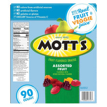 Fruit flavored snack pouch, back panel with nutrition facts and ingredient text