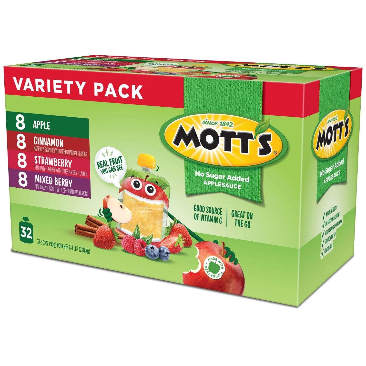 Mott's No Sugar Added Applesauce Variety Pack, 3.2 oz., 32 pk. - USA MEGA SHOP