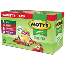 Mott's variety pack applesauce box with 4 flavors, no sugar added, 32-count