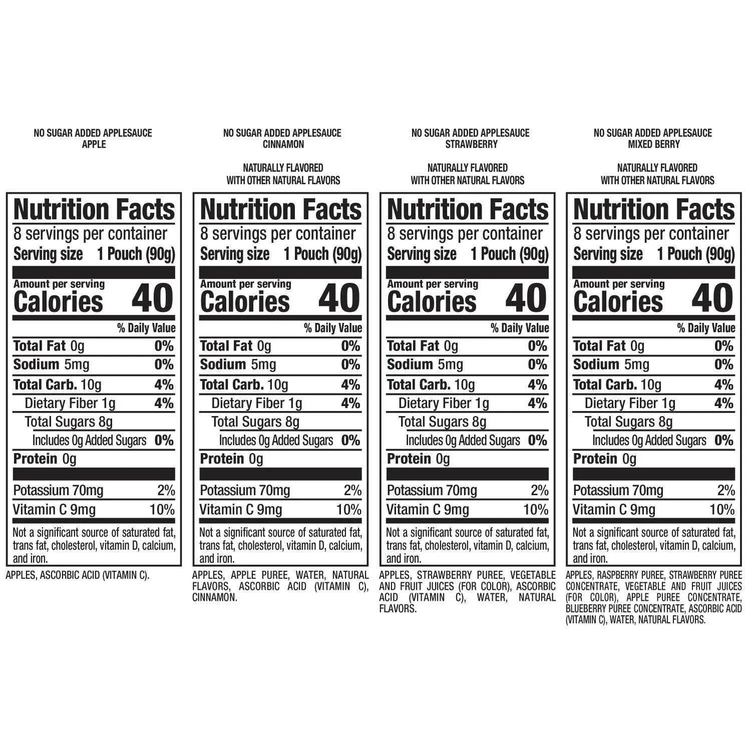 Mott's No Sugar Added Applesauce Variety Pack, 3.2 oz., 32 pk.