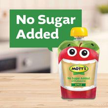 No Sugar Added applesauce pouch with Mott's logo and apple flavor