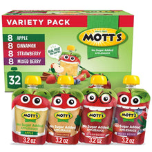 Mott's No Sugar Added applesauce variety pack box with 4 flavors and 32-count