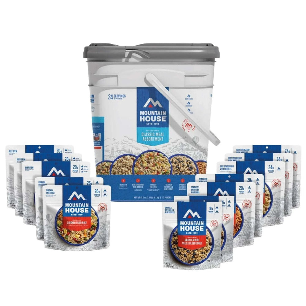 Mountain House Classic Meal Assortment Bucket (24 Total Servings), Freeze-Dried Backpacking & Camping Food - USA MEGA SHOP