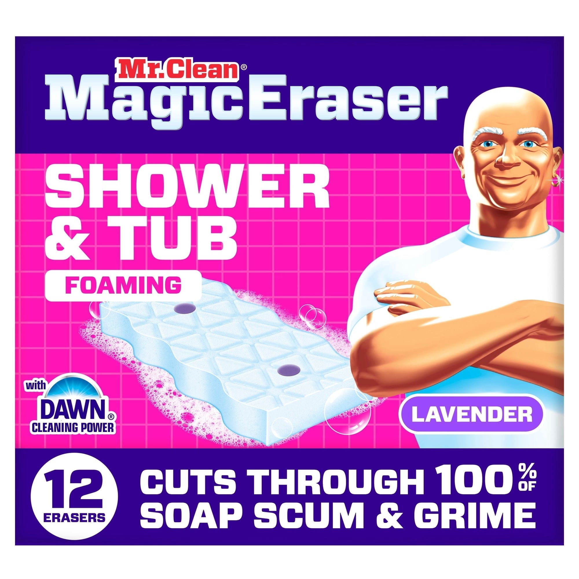 Mr. Clean Magic Eraser Shower & Tub Sponge, Lavender, 12 ct.