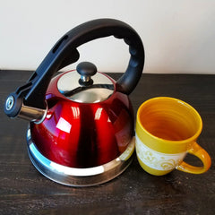 Mr. Coffee Claredale 1.7 Qt Whistling Stainless Steel Tea Kettle in Red - USA MEGA SHOP