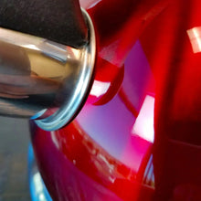 Red kettle body with stainless rim and spout opening detail