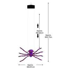 Purple LED rope climbing spider decoration with height and width measurements