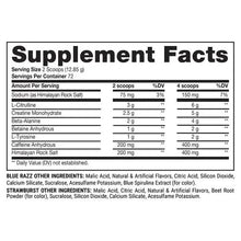 Supplement facts nutrition label with serving size and ingredient list