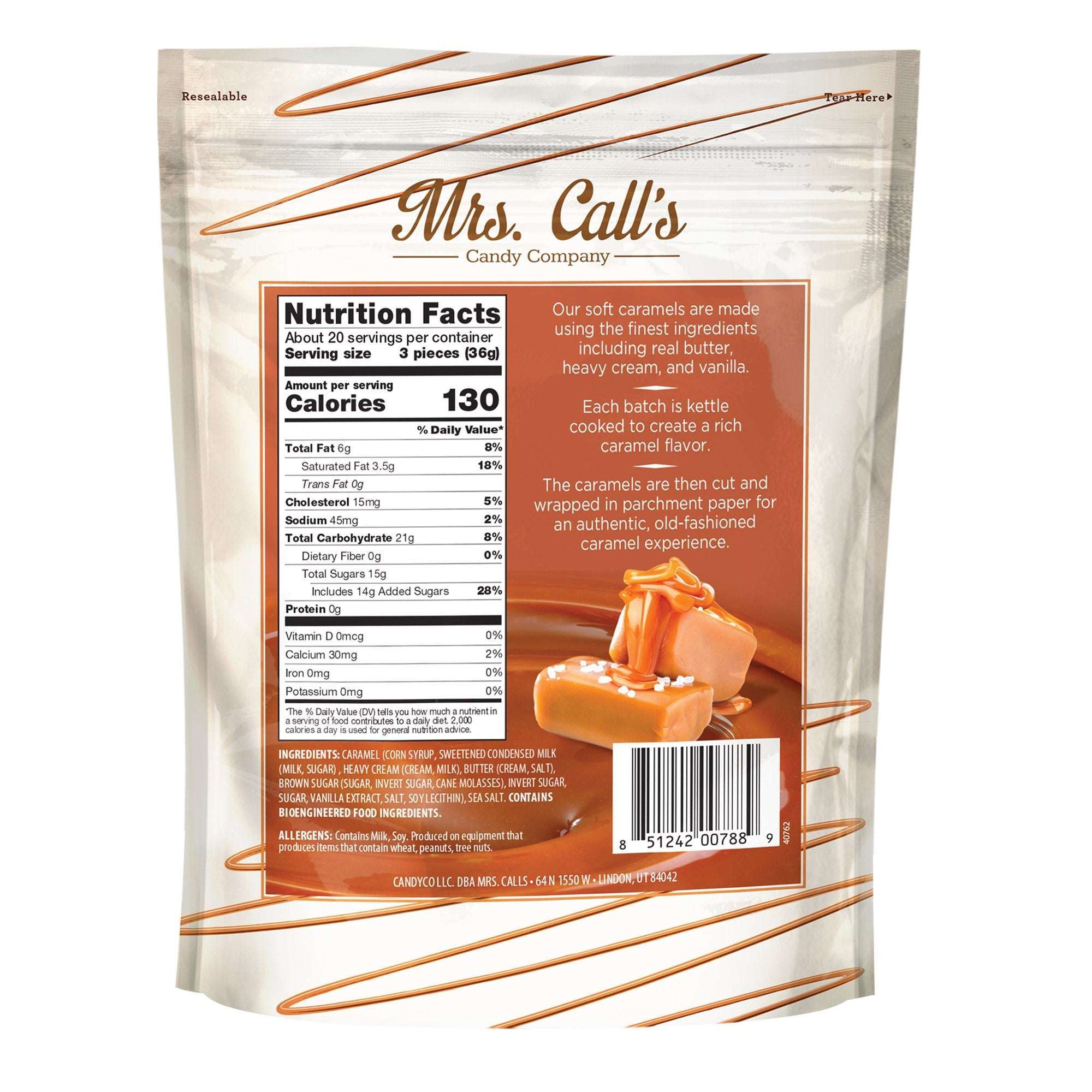 Mrs. Calls Kettle Cooked Sea Salt Soft Caramels 25 oz, 2-pack
