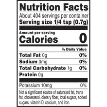 Nutrition Facts panel on garlic & herb seasoning bottle