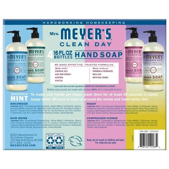 Mrs. Meyer's Hand Soap Clean Day Assortment, 16 fl oz, 4-pack - USA MEGA SHOP