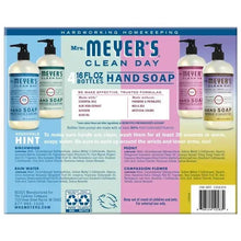 Hand soap variety pack back view with four pump bottles and scent notes