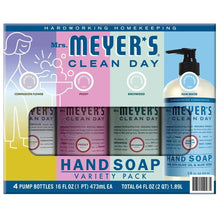 Hand soap variety pack, 4 pump bottles; Mrs. Meyer's Clean Day assorted scents