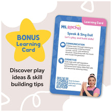 Ms. Rachel learning card for Speak & Sing Doll with Communication and Cognitive notes