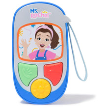 Blue learning talk phone with character window and green, red, and yellow speaker buttons