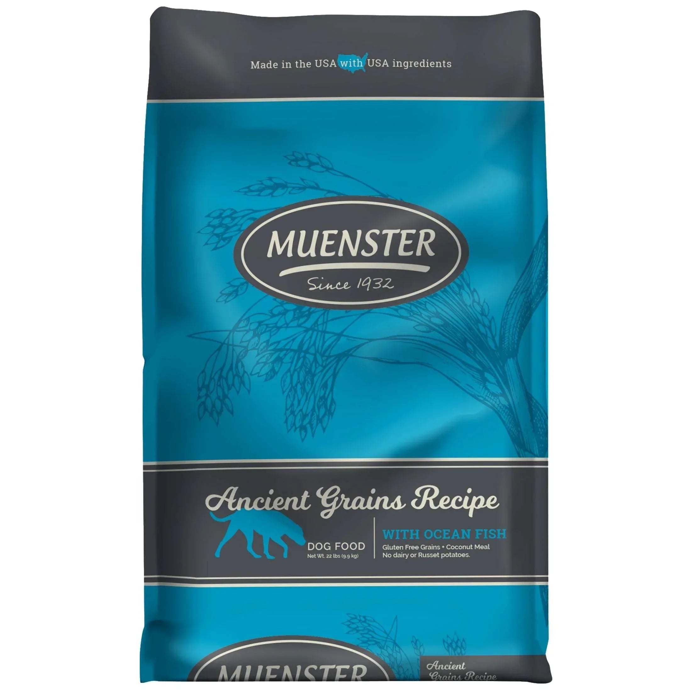 Muenster Ancient Grains With Ocean Fish Dog Food, All Life Stages, 4 lb Bag - USA MEGA SHOP