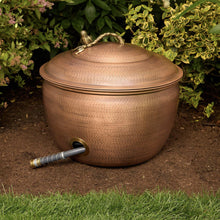 Copper lidded hose pot with bird handle and front hose outlet