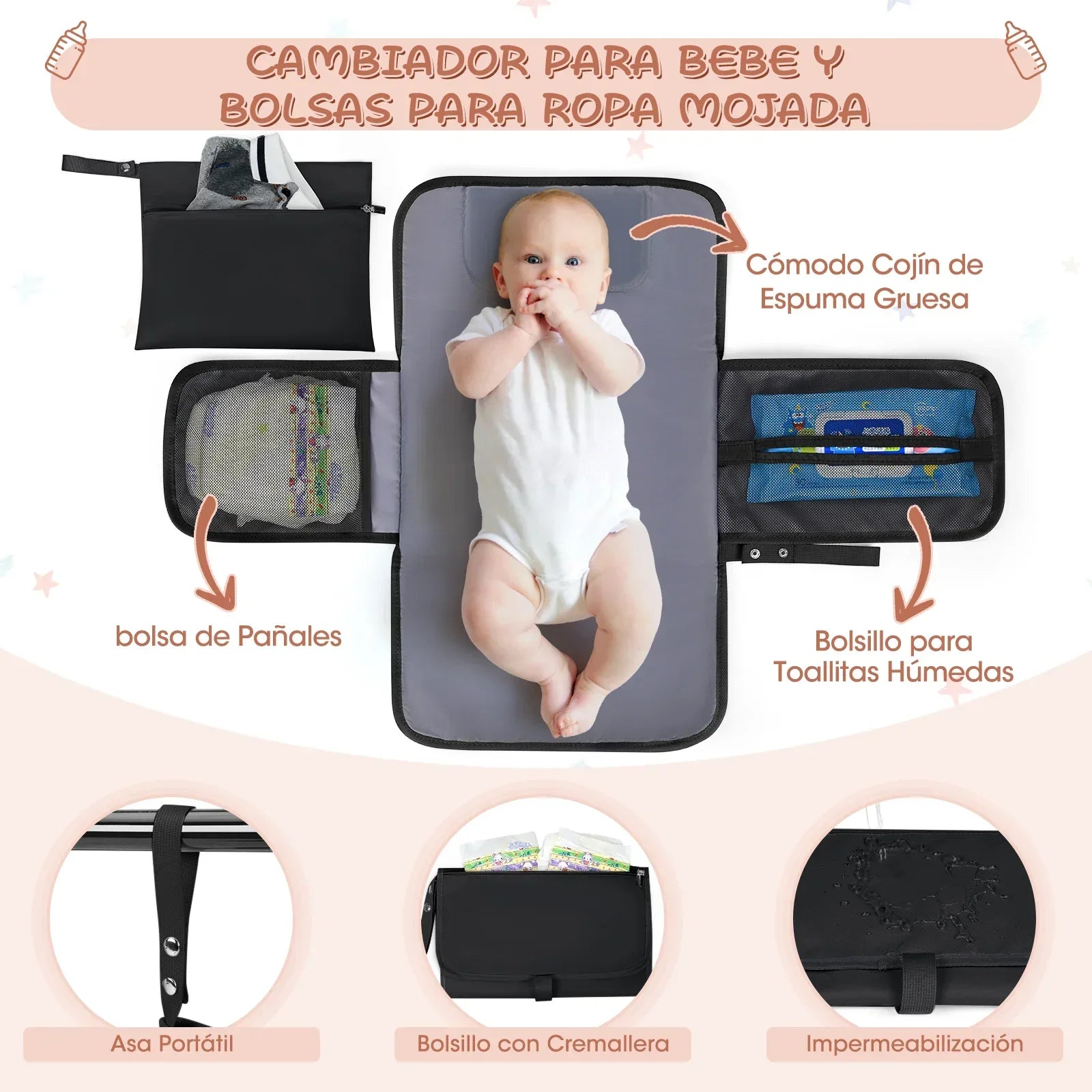 Multi-Function Waterproof Diaper Bag Backpack, 16 Pockets, Changing Pad, Anti-Theft Design, Unisex, Large (Black) - Brands For Less USA