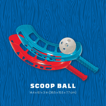 Scoot ball set with red and blue paddle and white ball