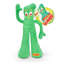 Green plush character dog toy with friendly face and long arms and legs