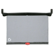Black mesh car window baby roller shade with black roller bar and label