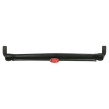 Black roller bar for car window baby shade with central warning label