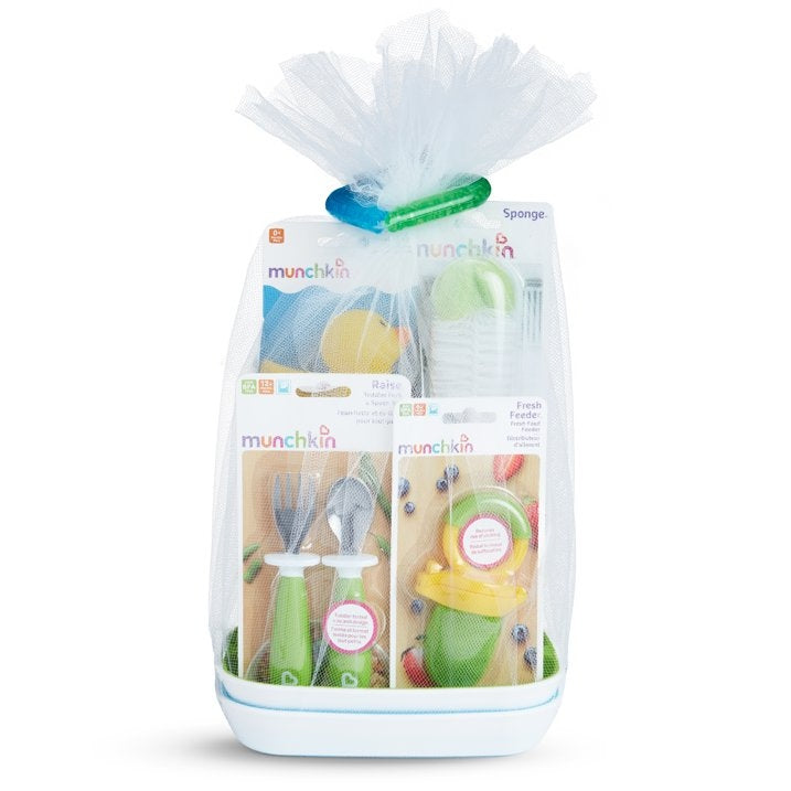 Munchkin® New Beginnings Gift Basket, Great for Baby Showers, Includes 7 Baby Products, Neutral, Unisex