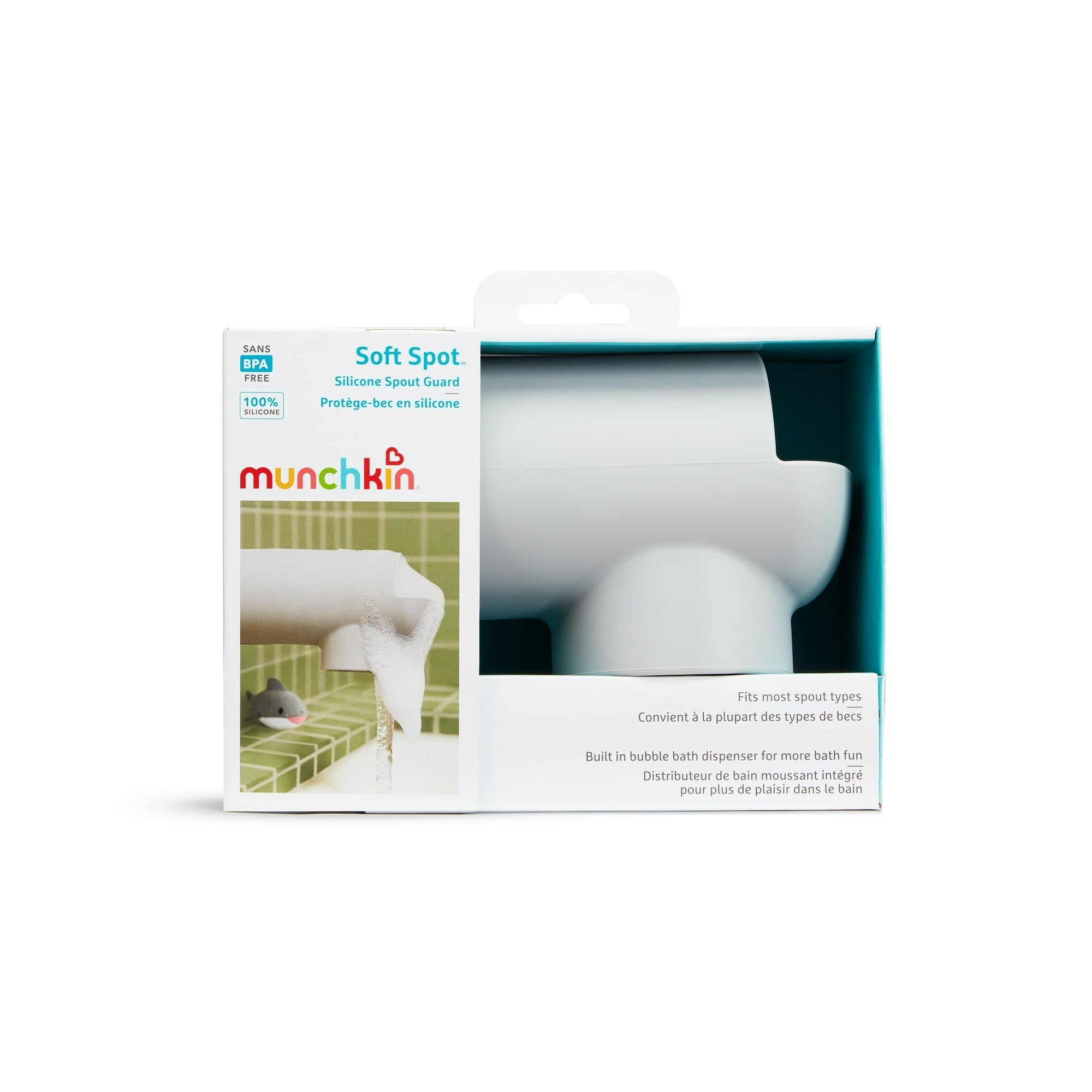 Munchkin® Soft Spot™ Silicone Spout Guard with Built-in Bubble Bath Dispenser, Gray, Unisex