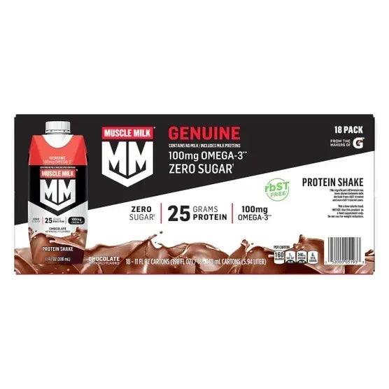 Muscle Milk Genuine Protein Shake Chocolate, 11 fl oz 15-18-pack
