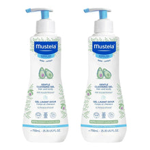 Mustela Gentle Cleansing Gel twin bottles, baby hair & body wash, pump dispenser