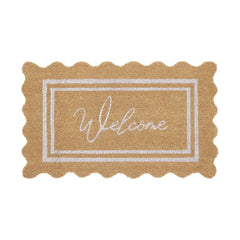 My Texas House Welcome Natural Scalloped Edge and Border Outdoor Coir Doormat, 18" x 30"