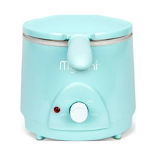 Aqua electric deep fryer with closed lid and front temperature dial on short legs