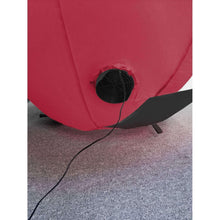 Red inflatable football helmet with black air intake vent near base