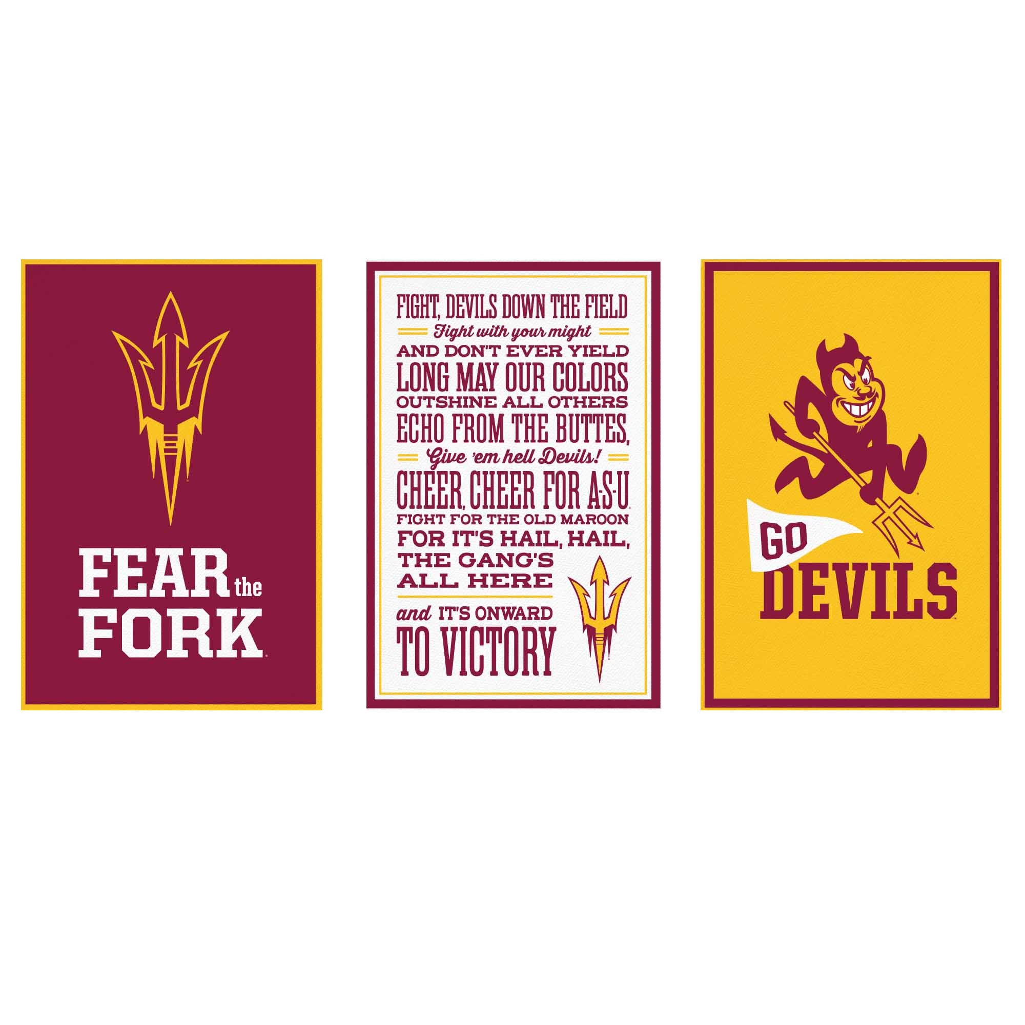 NCAA 3-piece Adhesive Canvas Peel-and-Stick Wall Art