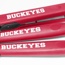 Red stainless grill tool handles with BUCKEYES lettering