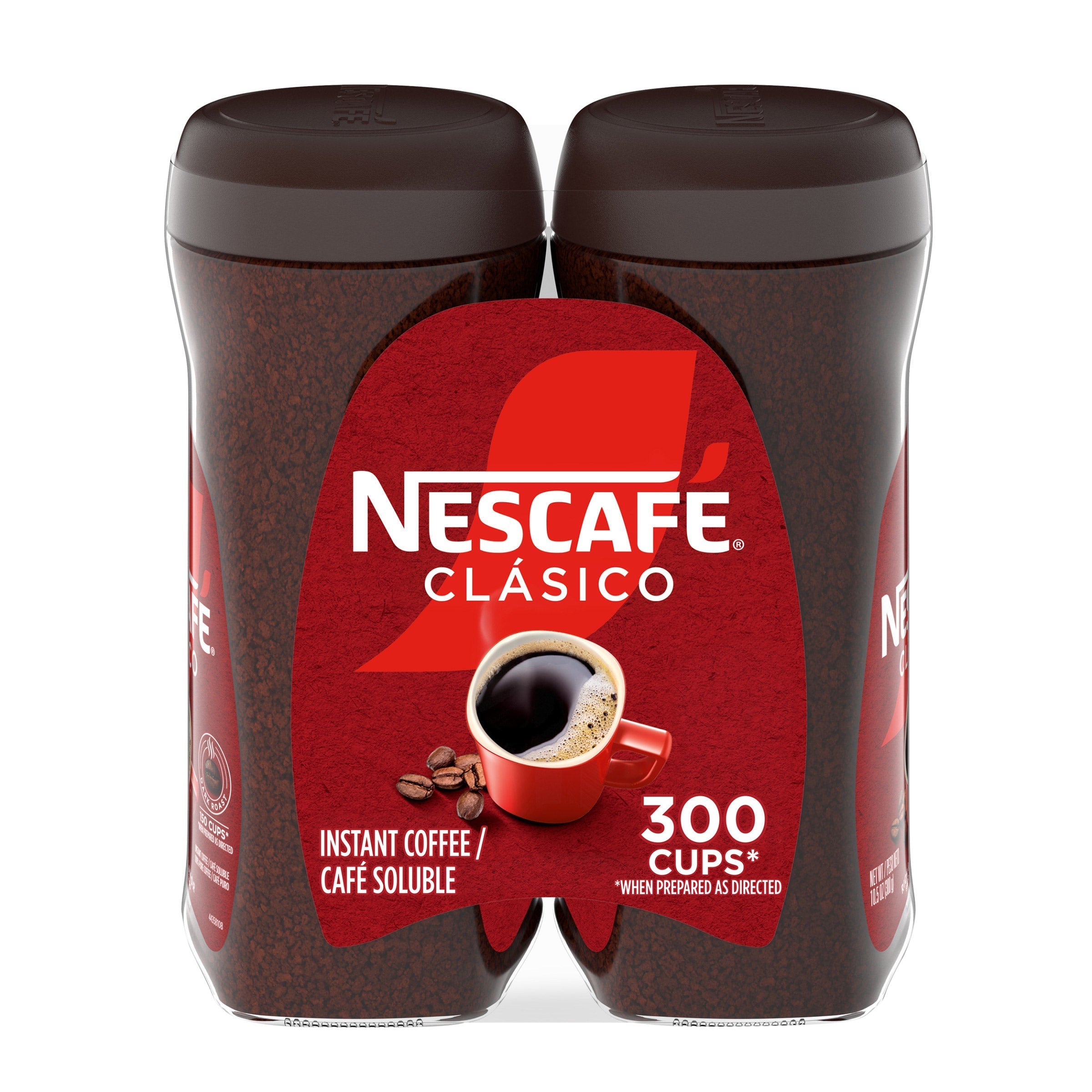 NESCAFE CLASICO Instant Coffee, Dark Roast, 10.5 oz, 2-count