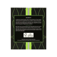 Bamboo scented candle box back with ingredient, usage, and mix labeling panels