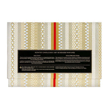 Candle set box back panel with ingredient and scent information label
