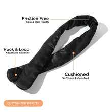 Black satin makeup headband with cushioned padded band