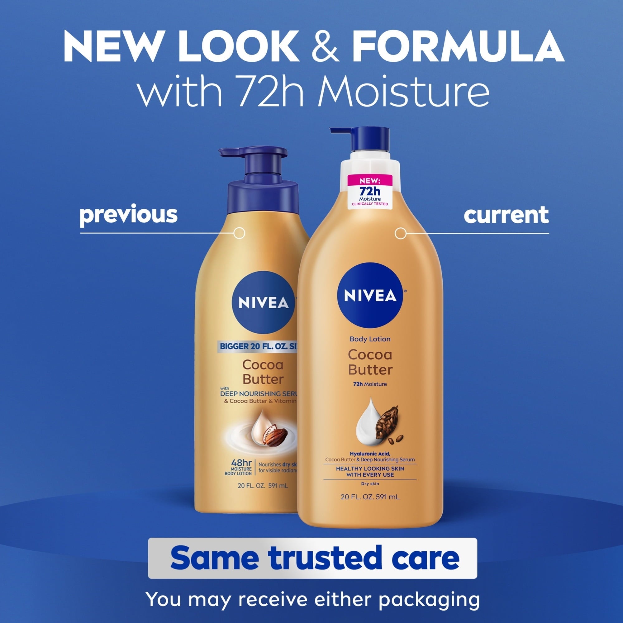 NIVEA Cocoa Butter Body Lotion for Dry Skin with Hyaluronic Acid, 72Hr Moisturizer, 20 fl oz