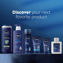 NIVEA MEN Maximum Hydration 3-in-1 body wash bottle assortment, blue bottles with pump and caps