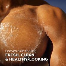 Man’s skin with water droplets, fresh and clean feel