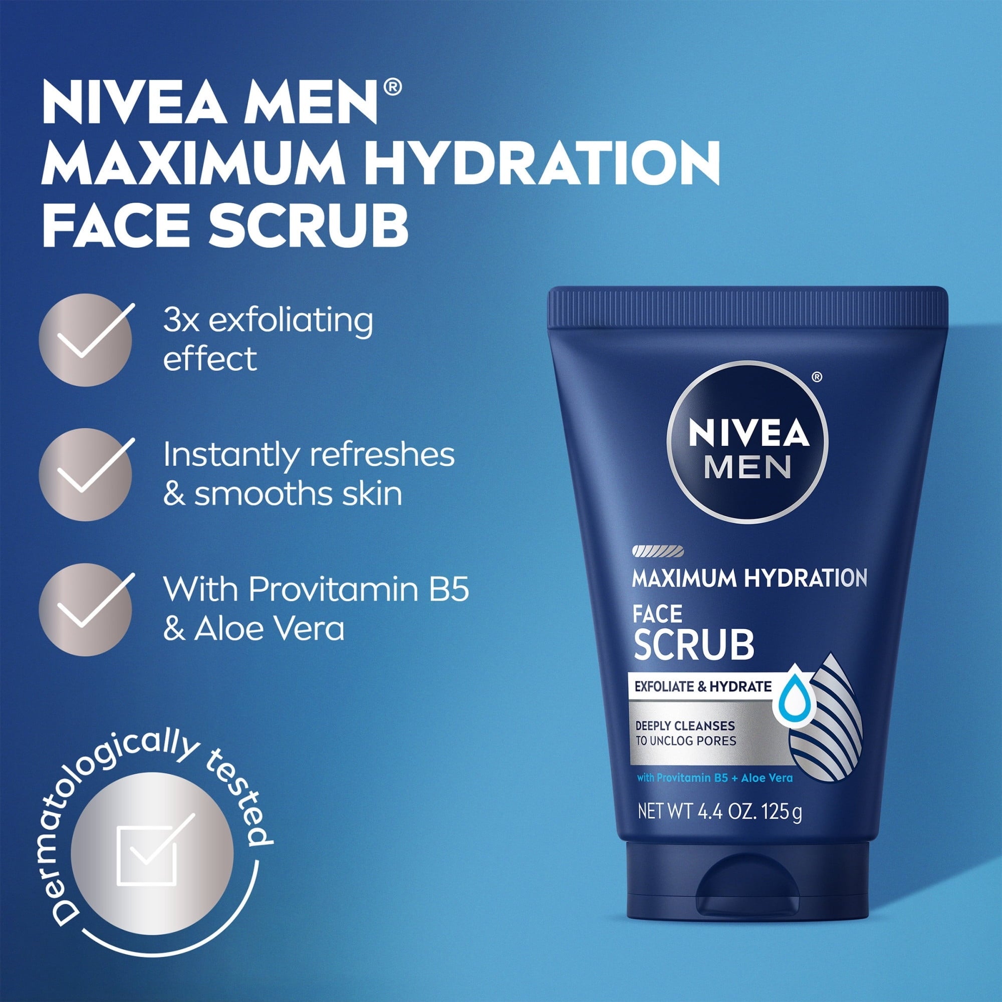 (3 PACK ) NIVEA MEN Maximum Hydration Face Scrub with Provitamin B5 and Aloe Vera, 4.4 oz