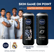 NIVEA MEN Active Clean 3-in-1 body wash bottles, limited and standard designs shown