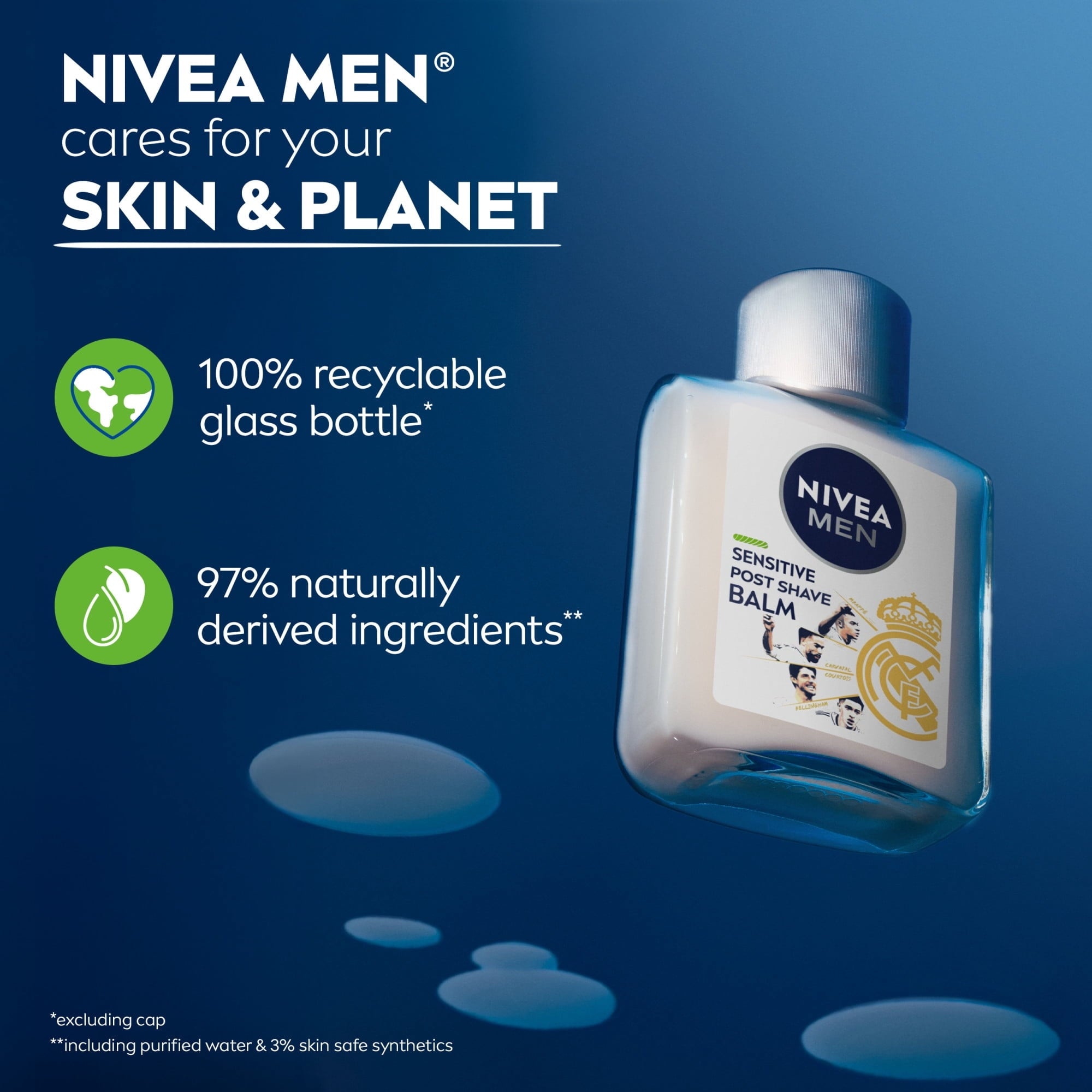 NIVEA MEN Real Madrid Limited Edition Design Sensitive Post Shave Balm, 3.3 fl oz (3 PACK )