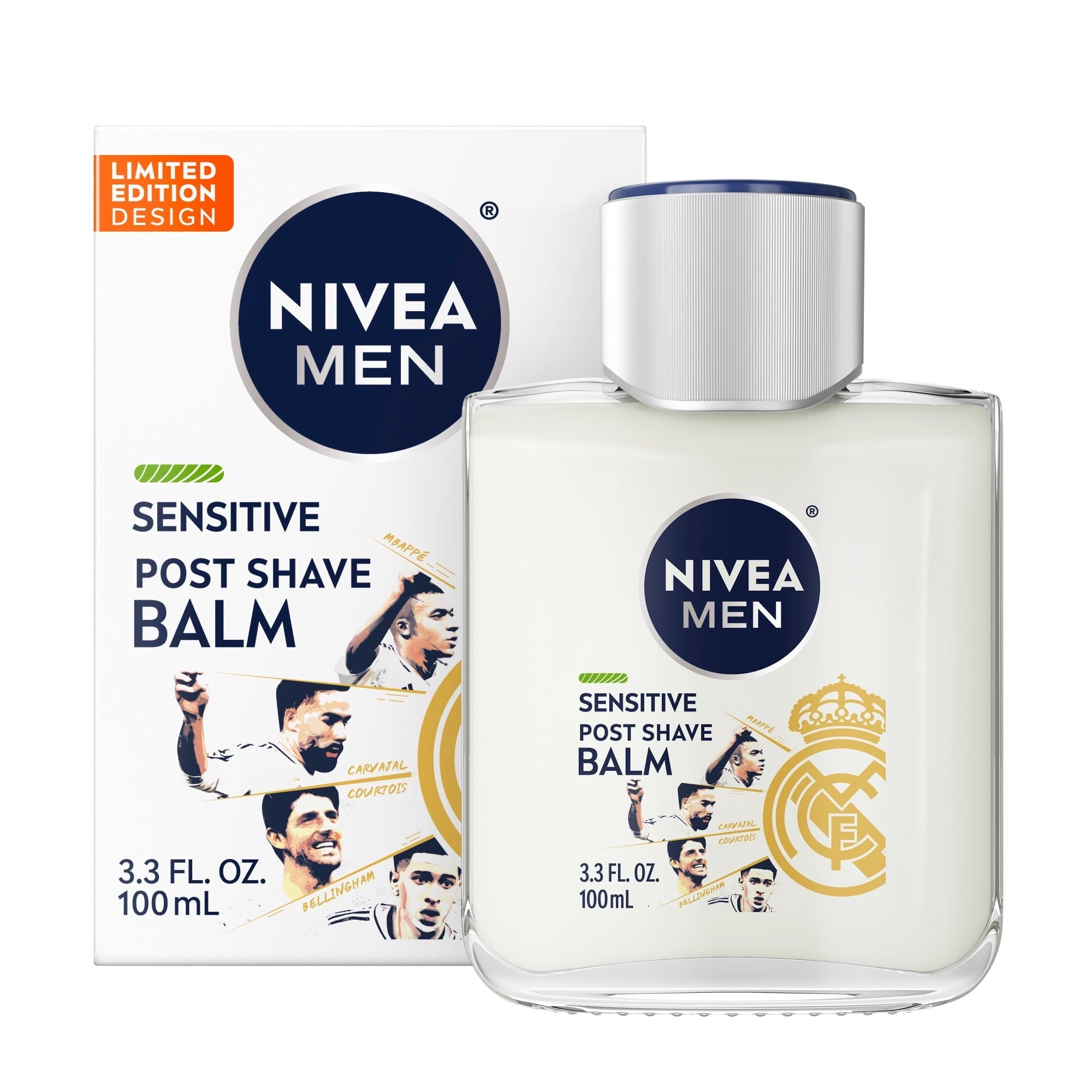 NIVEA MEN Real Madrid Limited Edition Design Sensitive Post Shave Balm, 3.3 fl oz (3 PACK )