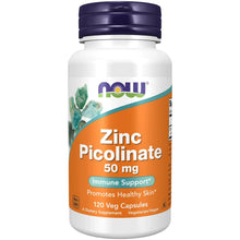 Zinc picolinate supplement bottle with "Zinc Picolinate 50 mg" front label
